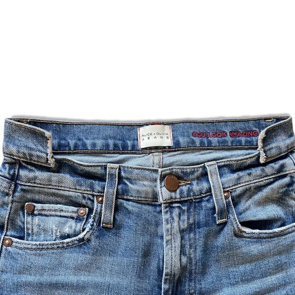 ALICE + OLIVIA Mid-Rise Straight Leg Jeans Size: US 24 - Picture 6 of 9